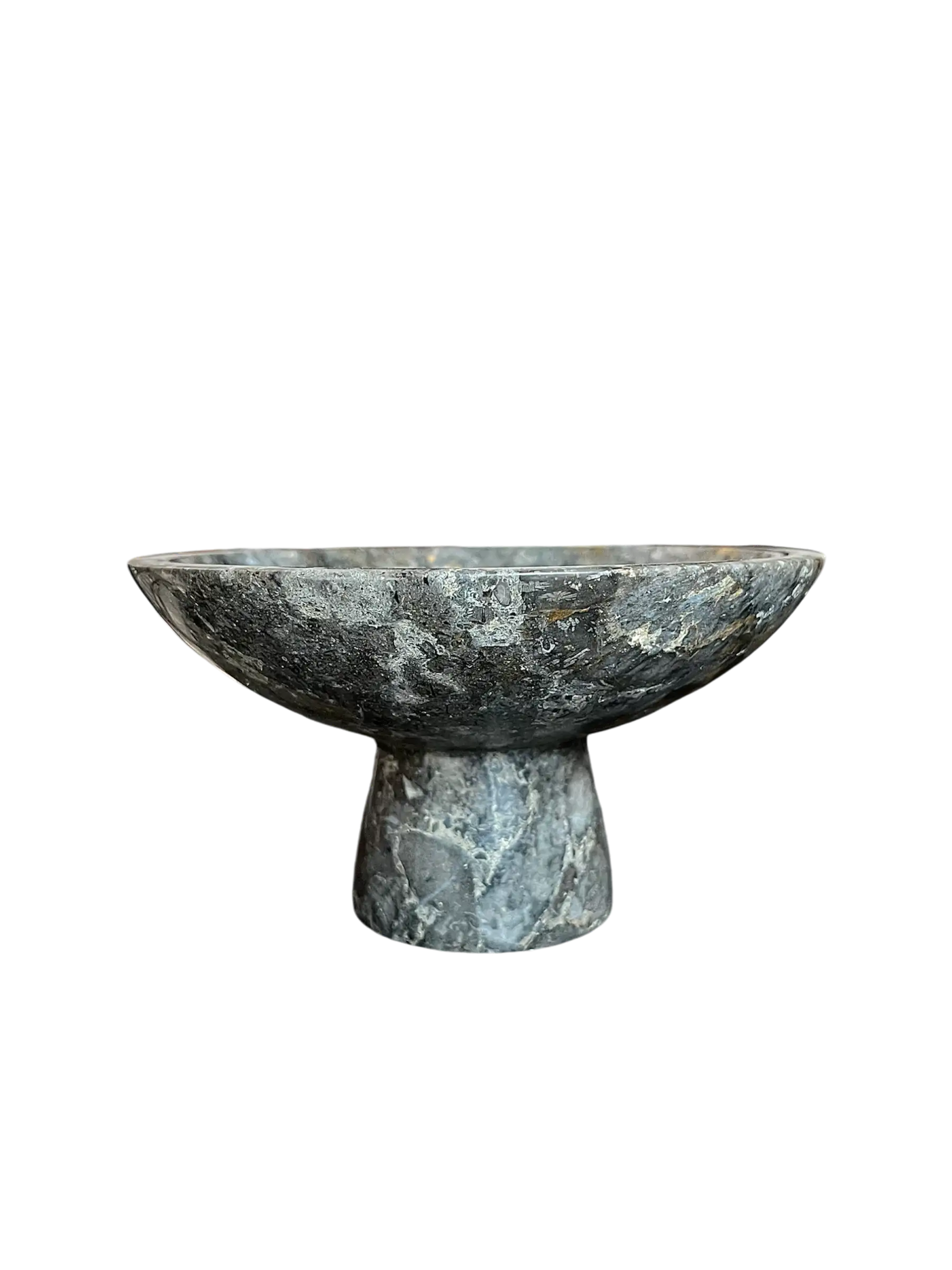 Grey Marble Fruit Bowl On Foot